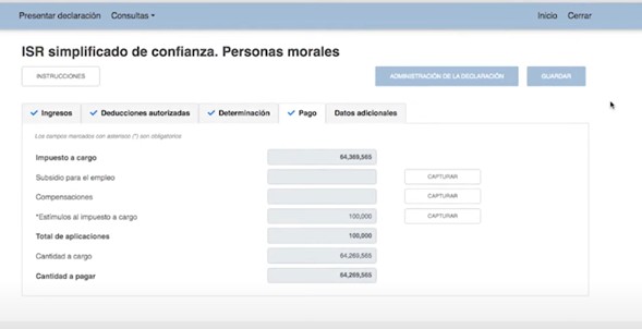 Declaración Anual para empresas Impuesto a pagar
